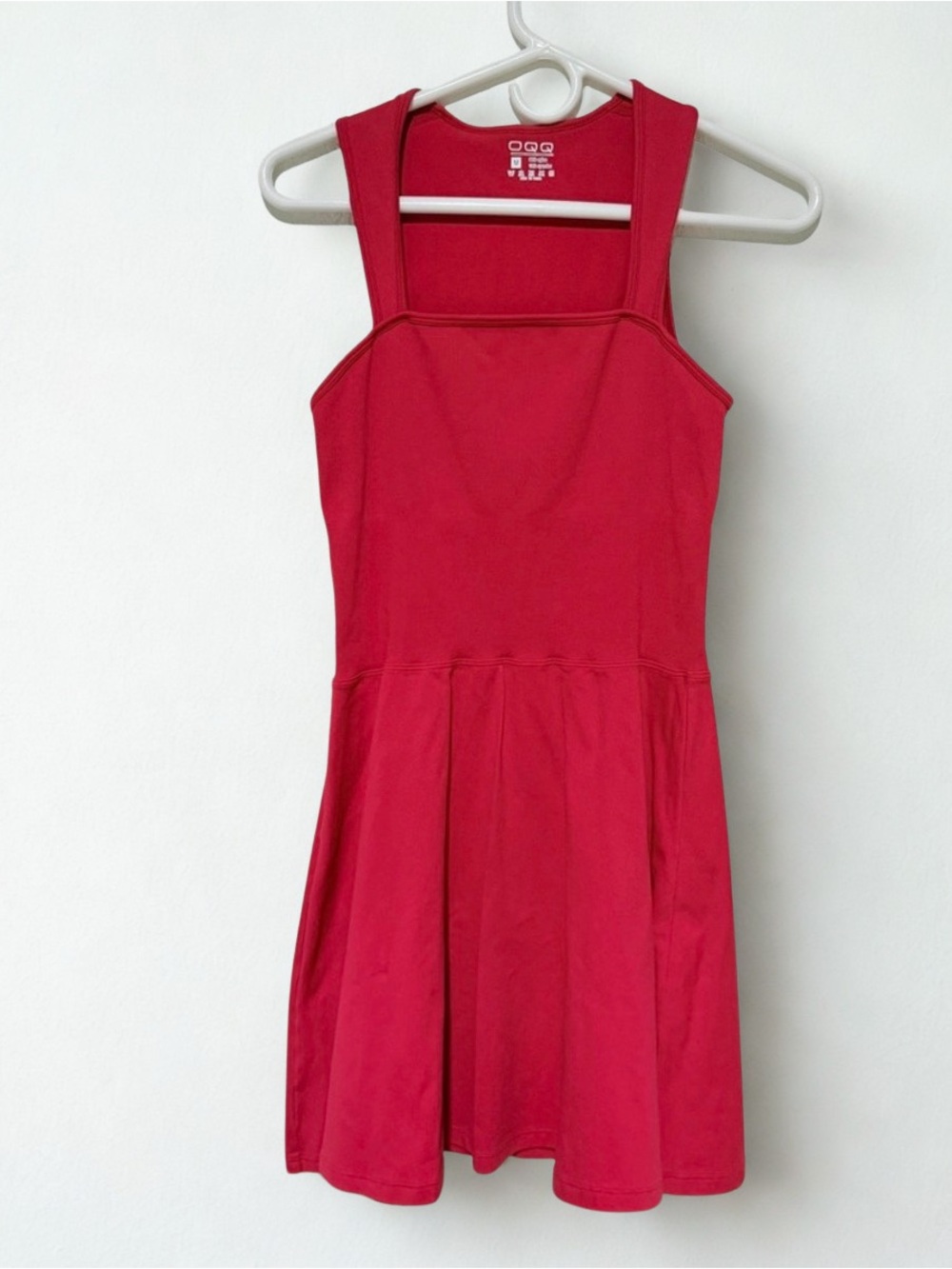 OQQ Red Ribbed Tank Bodice Flared Skirt Dress Size Med